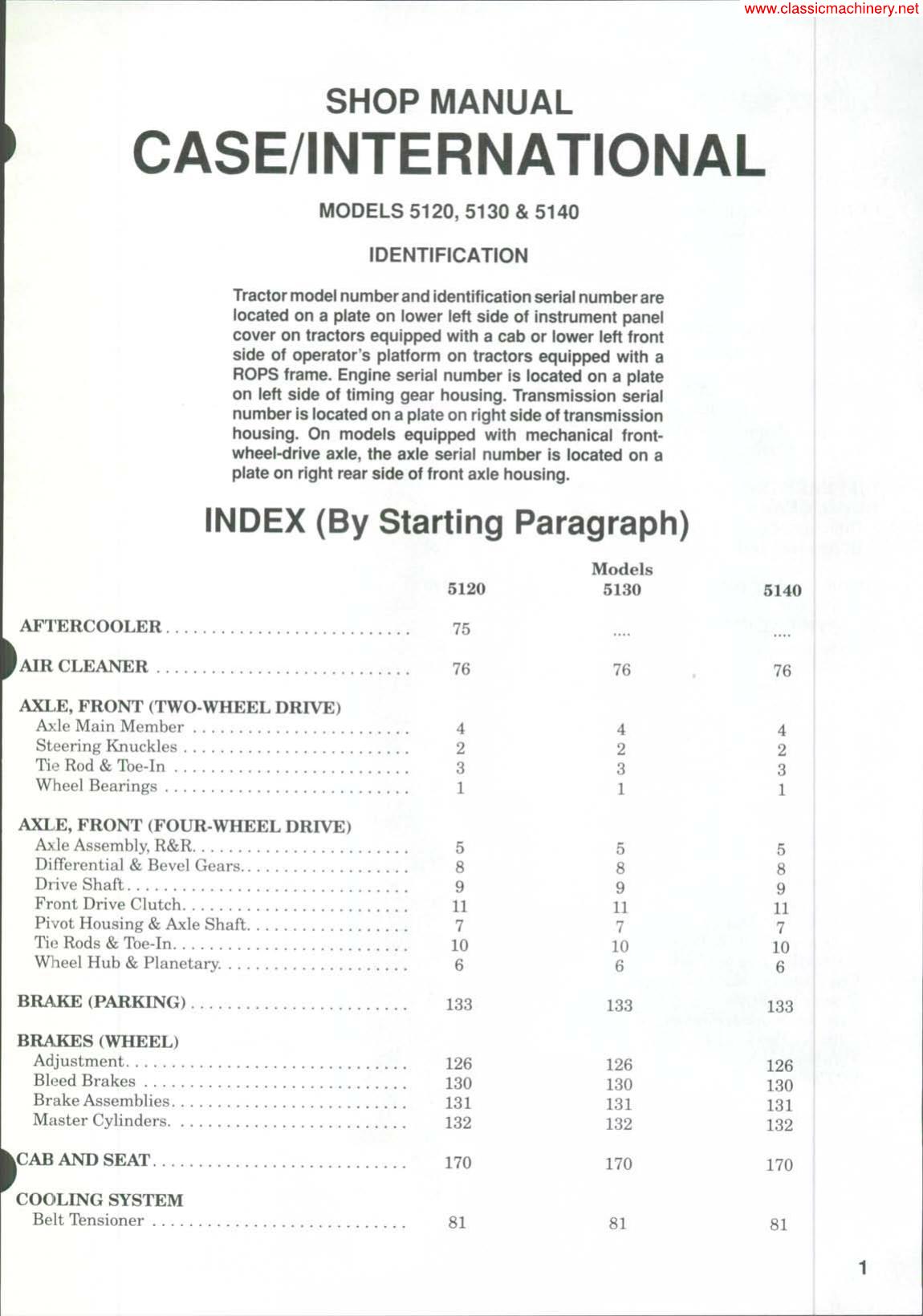 CASE international 5120,5130,5140 series - shop manual